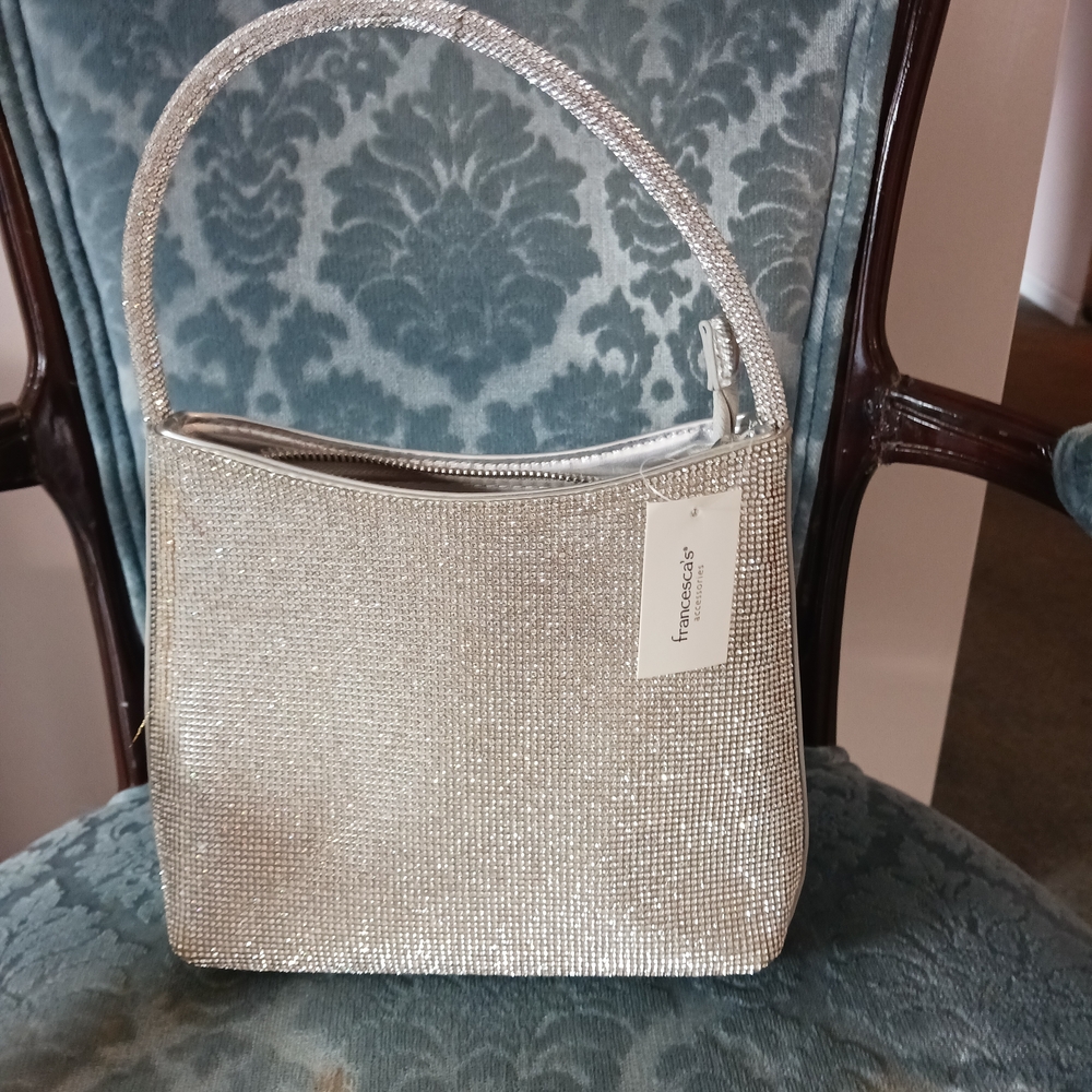 Francesca's Collections Silver Rhinestone Shoulder Bag